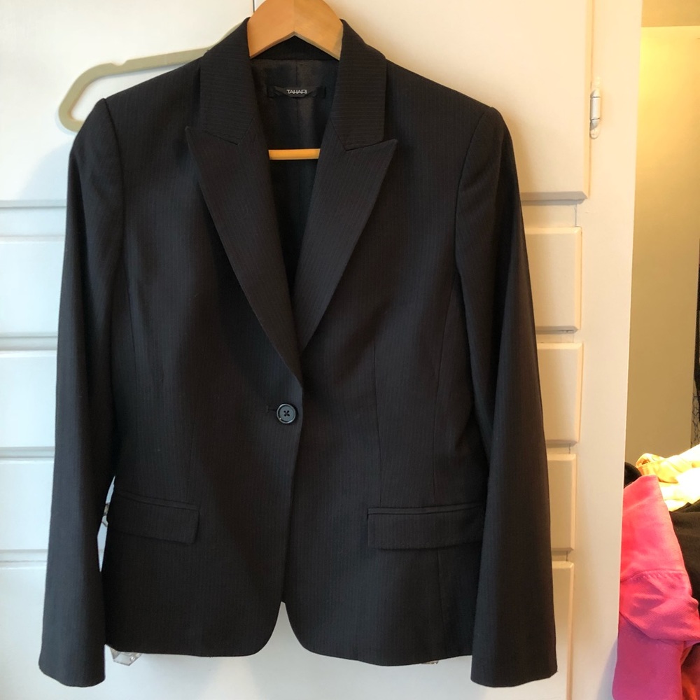 Black pinstripe blazer